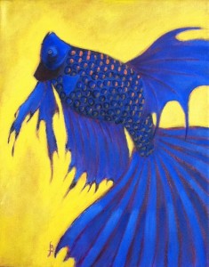 "Blue and Gold": painting by Jennifer Broschinsky