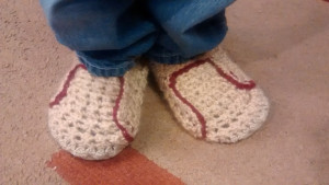 Slippers! Modeled by my 5-yr-old.